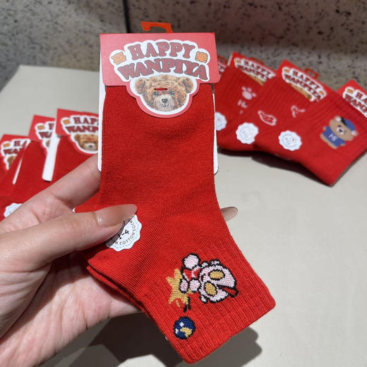  儿童卡通新年袜5双装，精梳棉面料亲肤柔软不勒脚踝也不易滑落不掉色 大胆放心给宝宝穿 商品图8