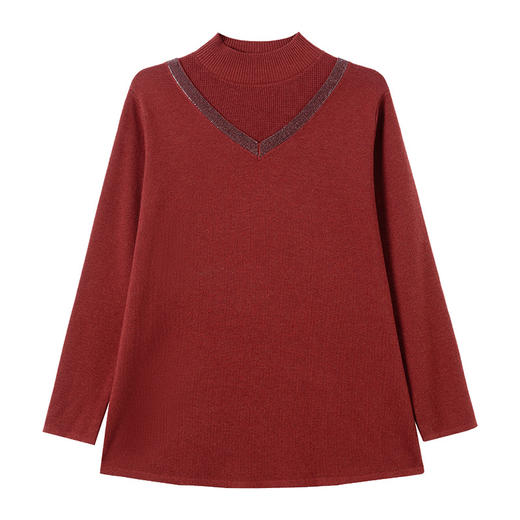 CC 10-7091半高领毛衣烫钻宽松显瘦中长款针织衫 商品图4