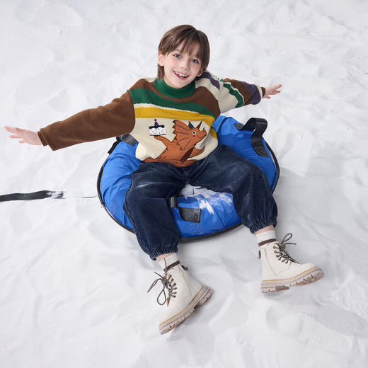 【MQD】冬季新品男大童学院风趣味美拉德卡通保暖半高领毛衣 商品图4