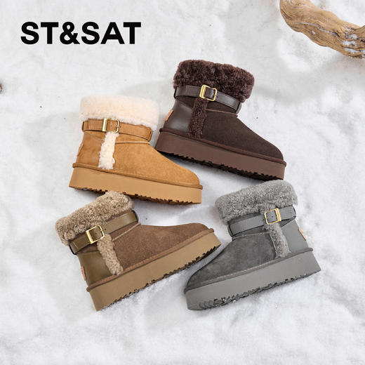 星期六绒绒毛领保暖雪地靴SSD4118CWQ 商品图2