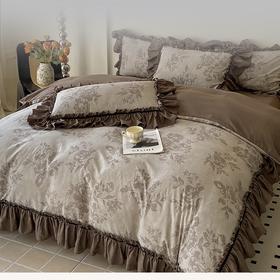 复古汉麻大花边四件套透气亲肤纯棉床品套装