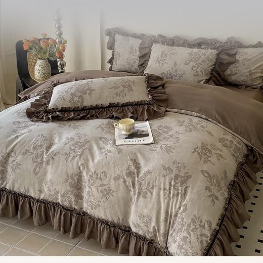 复古汉麻大花边四件套透气亲肤纯棉床品套装 商品图0