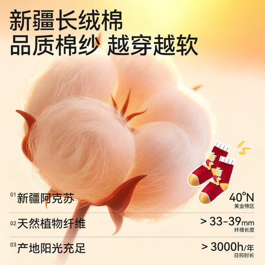 【长绒棉儿童高筒袜】好运新年袜 男童女童大红色袜子 商品图2