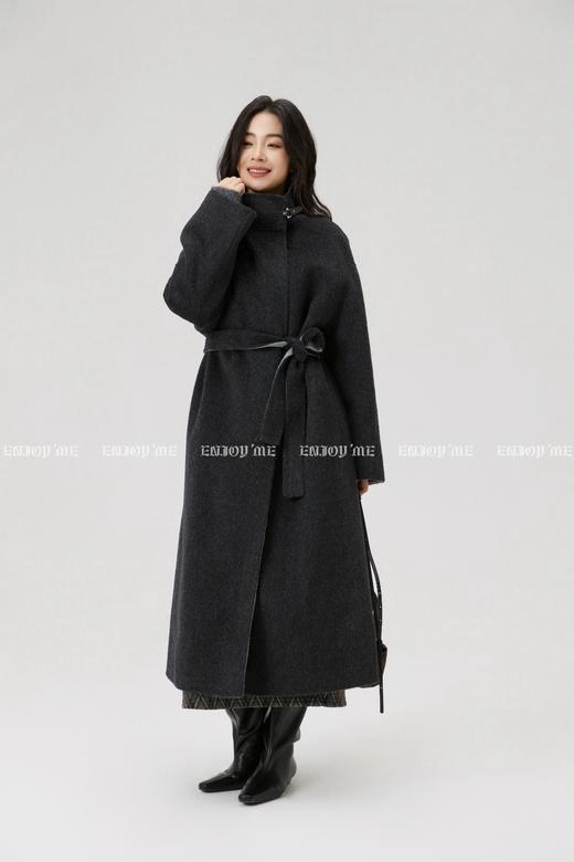 【门店同款】ENJOY冬季“暖冬知性”皮扣立领双色长款大衣 168143996 商品图3