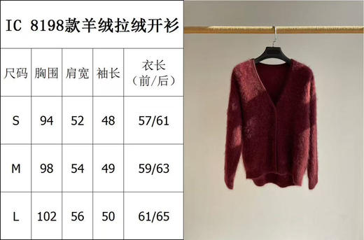 129-10 排他性独家圆正 小禾 红宝石色 羊绒拉绒 皮草质感开衫 贝母logo扣外面没有 商品图1