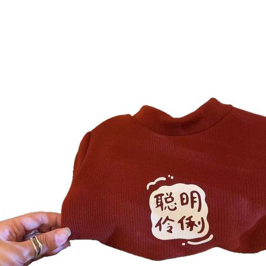 【新儿童拜年服】半高领男童打底衫加绒加厚长袖T恤中大童装上衣 商品图4