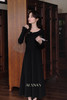 鹿向南「智性薄雾」法式气质通勤女秋季新款显瘦黑色长袖连衣裙DYL663043 商品缩略图3