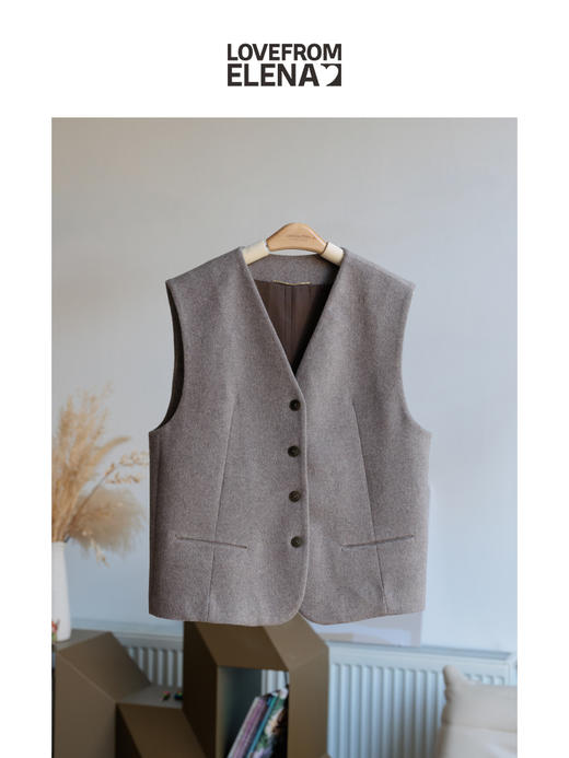 羊绒&羊毛混纺 北欧风简约毛呢马甲 商品图1