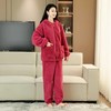 睡衣女秋冬长袖加厚加绒珊瑚绒女士睡袍套装保暖法兰绒家居服休闲 商品缩略图3