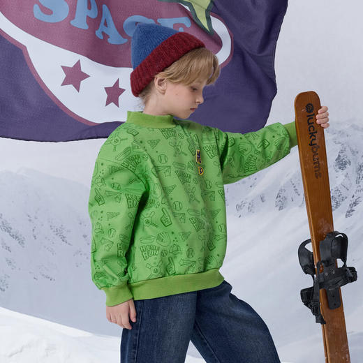 【MQD】冬季男大童学院风卡通加绒休闲套头卫衣 商品图4