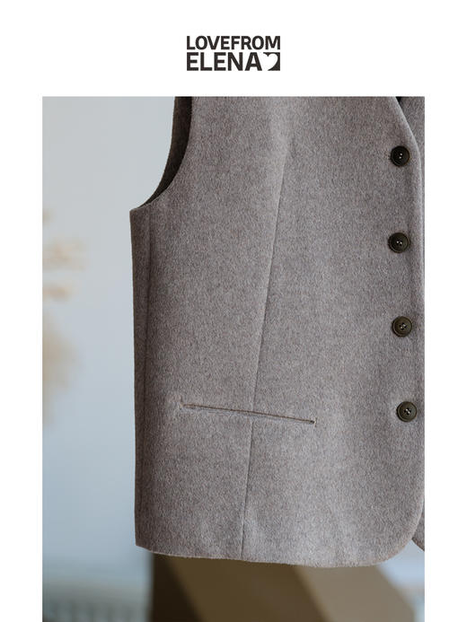 羊绒&羊毛混纺 北欧风简约毛呢马甲 商品图4