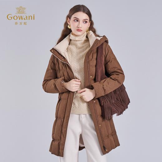 乔万尼2025冬新品连帽休闲面包服保暖白鸭绒中长款羽绒服ED4T766 商品图1