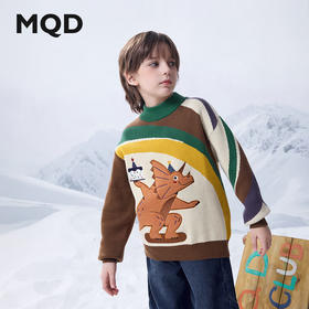 【MQD】冬季新品男大童学院风趣味美拉德卡通保暖半高领毛衣