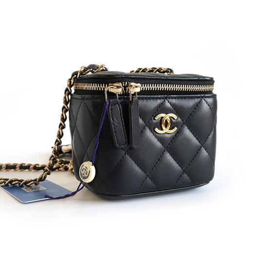 【95新】CHANEL香奈儿AP2158 B05471 94305黑金羊皮山茶花蝴蝶结小盒子化妆包链条单肩包女士 071225AK14 商品图2