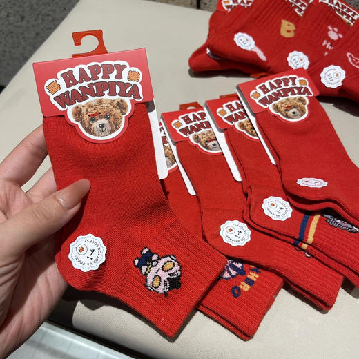  儿童卡通新年袜5双装，精梳棉面料亲肤柔软不勒脚踝也不易滑落不掉色 大胆放心给宝宝穿 商品图4