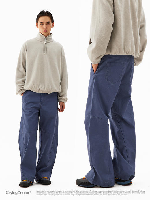 CryingCenter法工蓝洗水中腰遮胯弯刀香蕉长裤 男女同款哭喊中心 商品图1