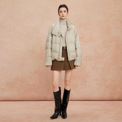 QR003斯尔丽25新款冬立领短款休闲面包服宽松加厚90绒时尚减龄羽绒服 商品图3