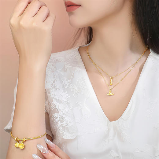 送宝宝祝福金饰 黄金足金官帽毛笔金碗丰衣足食挂坠MEMORA诗普琳HP899125（线上专供） 商品图2