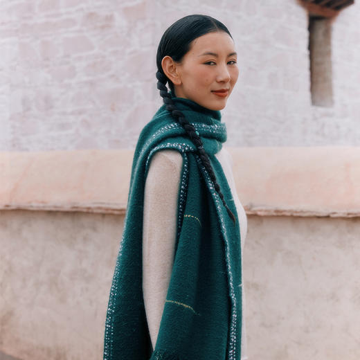 羊绒手工氆氇艺术浮线手捻围巾 SJF97P752A  SJF97P752N 商品图5