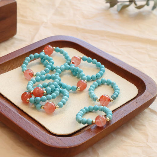 【菱镁矿天然南红戒指】敦煌小众菱镁矿戒指弹力女小众复古南红蜜蜡指环 商品图3