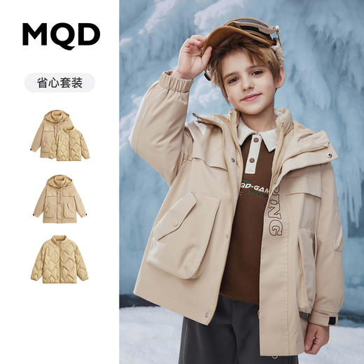 【MQD】【一衣三穿】童装男童冬装工装风羽绒服三合一儿童羽绒 商品图0
