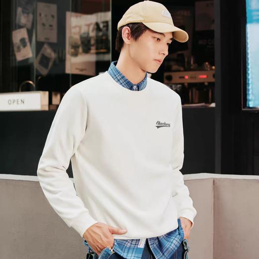 XY/Skechers斯凯奇秋冬白色运动上衣男女款休闲加绒卫衣L323U171 商品图0