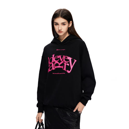 IDeverRAY明星同款秋冬美式字母连帽纯棉宽松加绒卫衣男女同款 商品图5