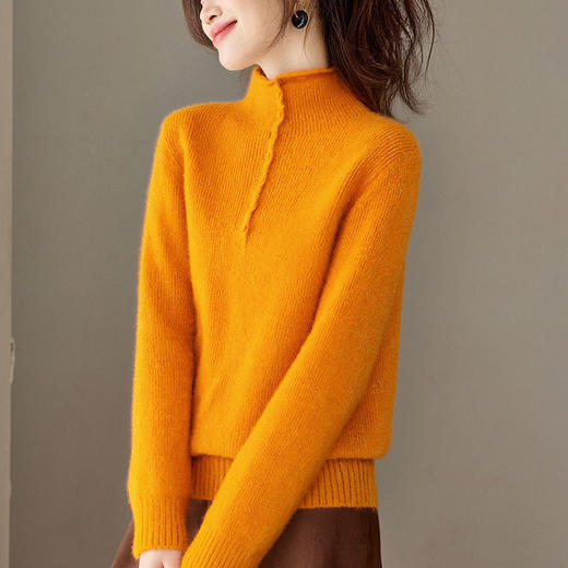 CC 2215半高领软糯毛衣宽松显瘦洋气大码上衣 商品图0