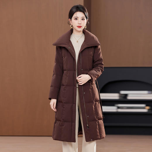 丁摩长款羽绒服鹅绒女冬季新款加厚保暖修身洋气质女士羽绒衣外套显瘦 ALW23506 商品图3
