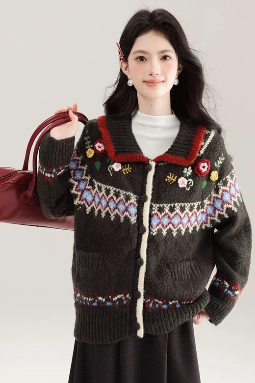 Stay2Weeks 费尔岛提花翻领针织开衫外套 21761 商品图0