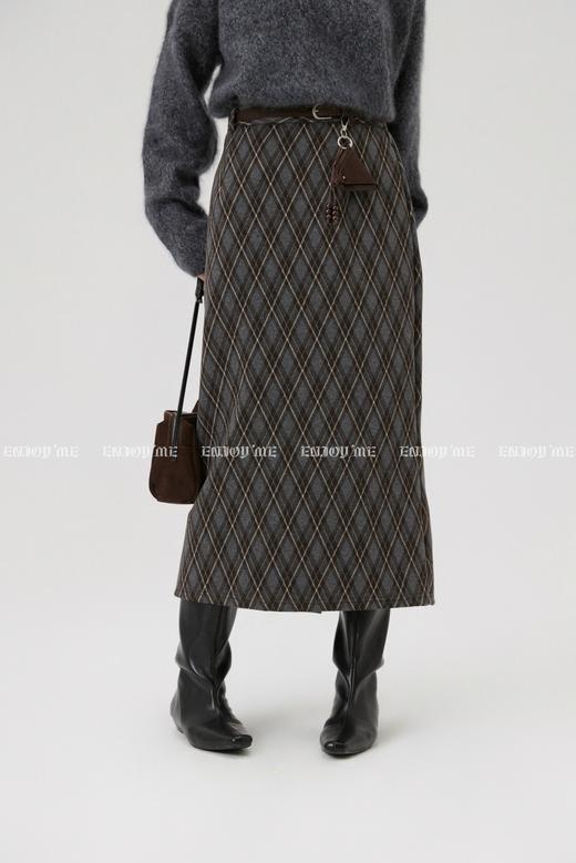 【门店同款】ENJOY冬季“暖冬知性”复古格纹半身裙 168643350 商品图1