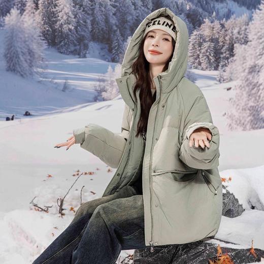 新国标90白鸭绒加肥加大码胖mm200斤中长款孕妇宽松羽绒服女2509 商品图0