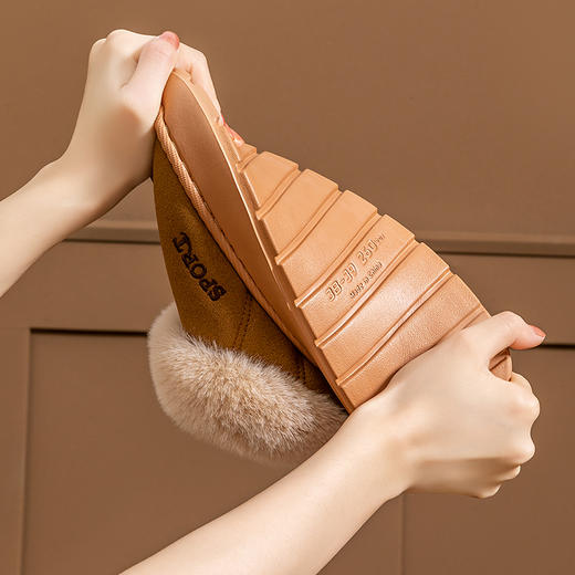 【2双更划算】宅小年 刺绣小暖炉仿皮绒包跟棉拖鞋 舒适保暖 毛绒鞋口 防滑 男款/女款 商品图11