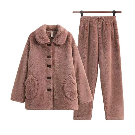 女士保暖套装款长袖秋冬季时尚长裤中青年简约舒棉绒休闲腈纶纯色 商品图4