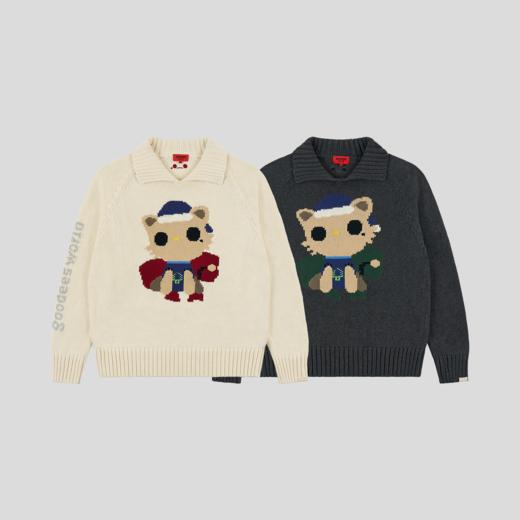 GOODBAI GOODEES 秋冬新款加厚机器小猫翻领毛衣 商品图1