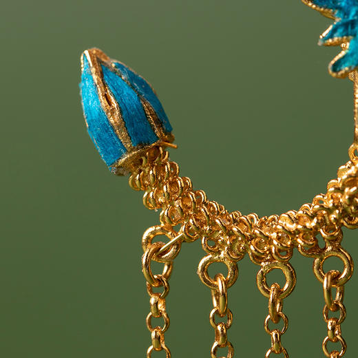 【林栖设计小店】孔雀羽毛耳环仿点翠复古2025秋冬新款配饰女2954161 商品图5