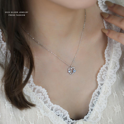 【蝶恋】S925纯银炫彩蝴蝶爱心项链【YXS-YA0519】 商品图3