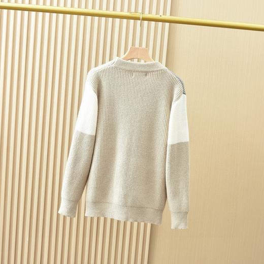 芭宝莉2025秋冬男士专柜新品格子圆领拼接毛衣 男女同款 商品图4