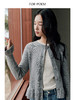 ForPoem 25/FW 原创设计荷叶边花朵扣灰色气质针织羊毛开衫外套 商品缩略图2
