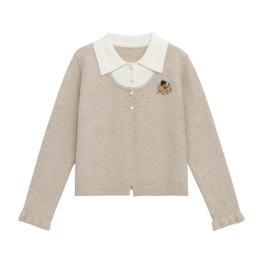 鹿向南【寻秋书信】秋季新款韩系慵懒假两件毛衣减龄显瘦针织衫女DYL662164 商品图0