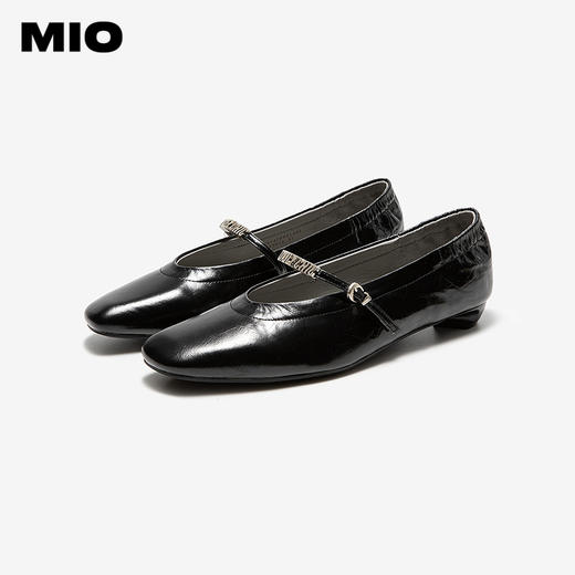MIO米奥女鞋法式尖头褶皱2026春季新款低跟一字带玛丽珍粗跟单鞋M261426651 商品图2