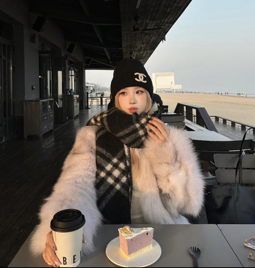 小香羊毛针织冷帽黑色 商品图1