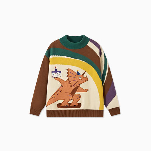 【MQD】冬季新品男大童学院风趣味美拉德卡通保暖半高领毛衣 商品图5