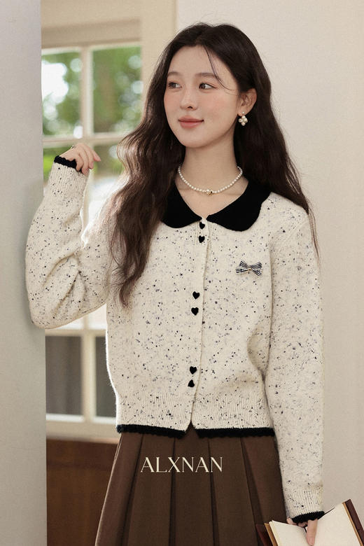 鹿向南【松枝积絮】秋季新款韩系慵懒气质假两件针织衫长袖上衣女J11516 商品图3