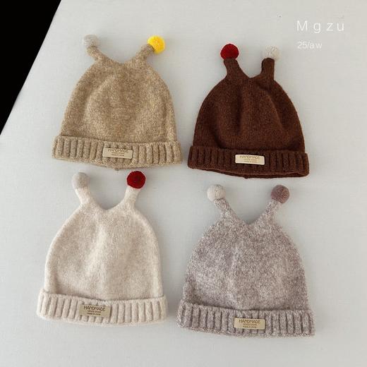 【好看又保暖❗️宝宝冬季帽子】冬天毛线帽韩版可爱超萌触角针织帽小月龄保暖加厚套头帽。re 商品图2