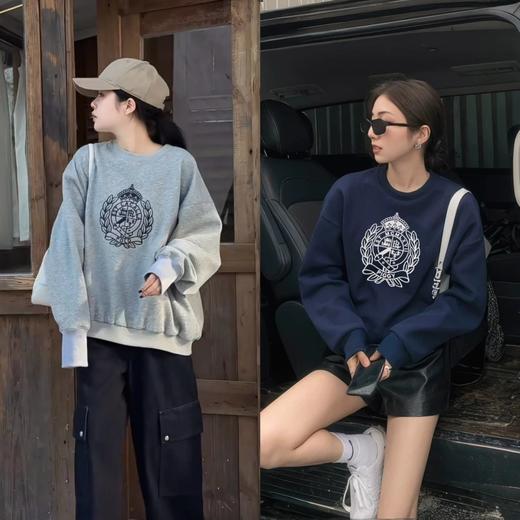 拉夫劳伦 美式宽松版麦穗刺绣卫衣加绒保暖 商品图0