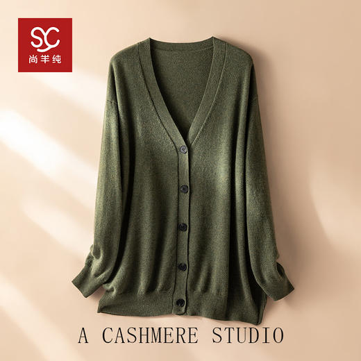 旷野之风~100山羊绒针织开衫男V领宽松休闲纯色外套CYR25158 商品图5