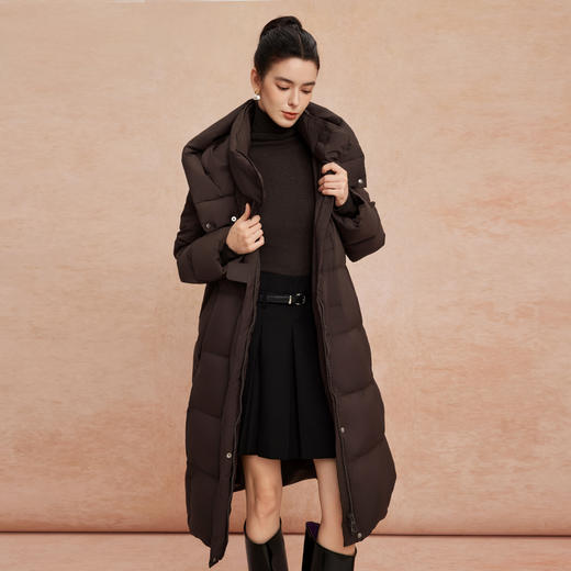 QR010斯尔丽25新款冬季连帽长款休闲面包服宽松加厚90绒时尚减龄羽绒服 商品图4