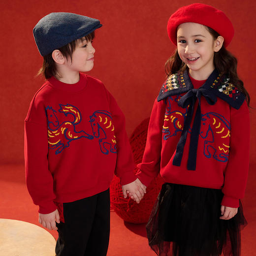 严选 | 棉花堂奥粒绒加绒针织圆领卫衣 马年年衣 商品图5