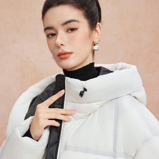 QR005斯尔丽2025新款轻盈感休闲双层朦胧效果设计感时尚减龄短款羽绒服 商品图9